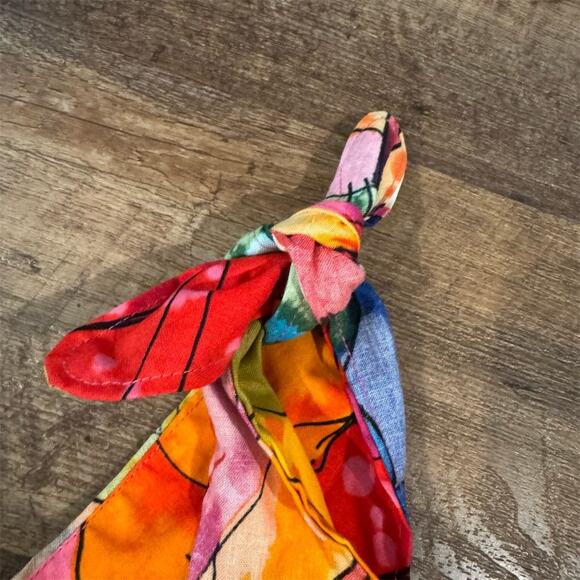 Handmade Floral V-Neck Crop Top Sleeveless Shoulder Ties 3X? Tropical Beach - Picture 4 of 6